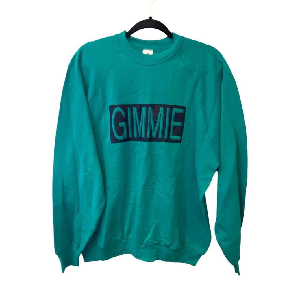 Fruit Of The Loom Sweatshirt Womens XL Green Fleece Raglan Sleeves Gimmie 90s